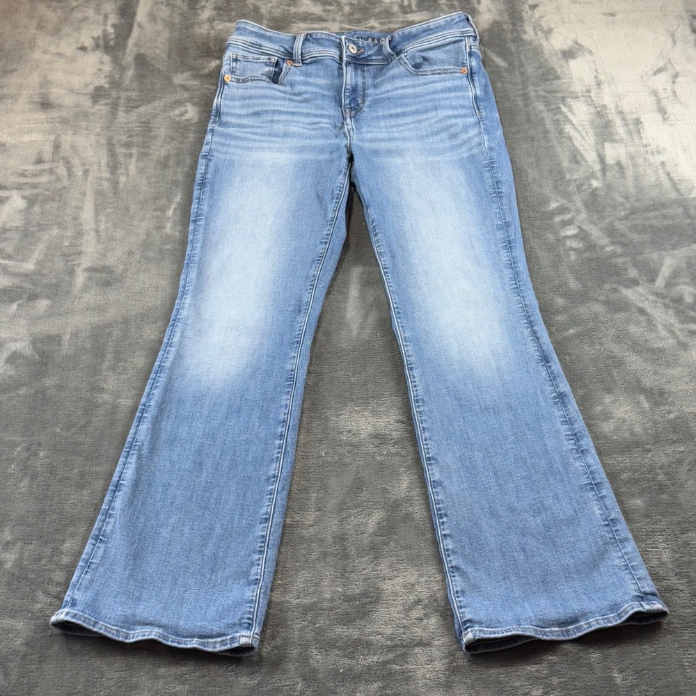 American Eagle Womens 10 Regular Next Level Stretch Kick Boot Jeans Medium Wash